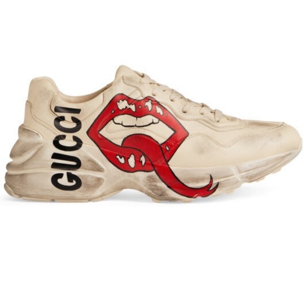 GUCCI Women's Rhyton sneaker with mouth print - Picture 2 of 11